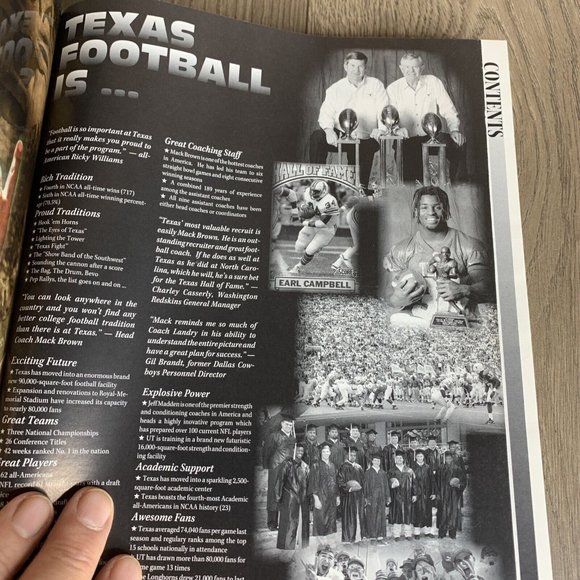 1998 Texas Football Media Guide Longhorns Ricky Williams Heisman Candidate - Picture 8 of 10